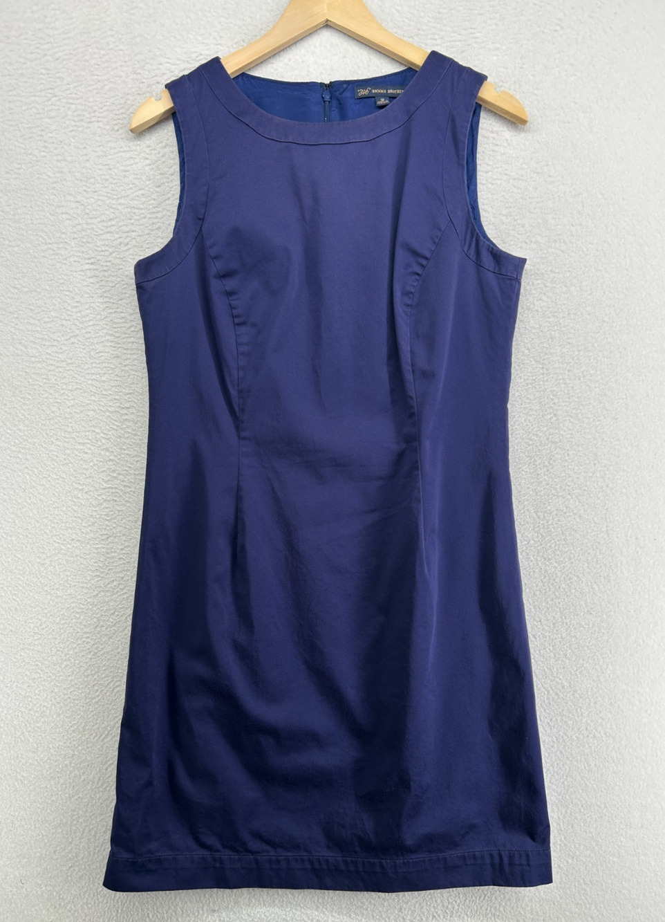 BROOKS BROTHERS Dress 12 Twill Stretch Shift Mini Sleeveless Cotton Blue